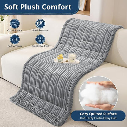 OstepDecor Couch Cover for Dogs, Washable Non Slip Sofa Cover for Pets | Soft Couch Covers for Sofa, Loveseat and Sectional, Furniture Protector Against Pet Hair & Dirt (27.6" x 70.9", Blue Grey)