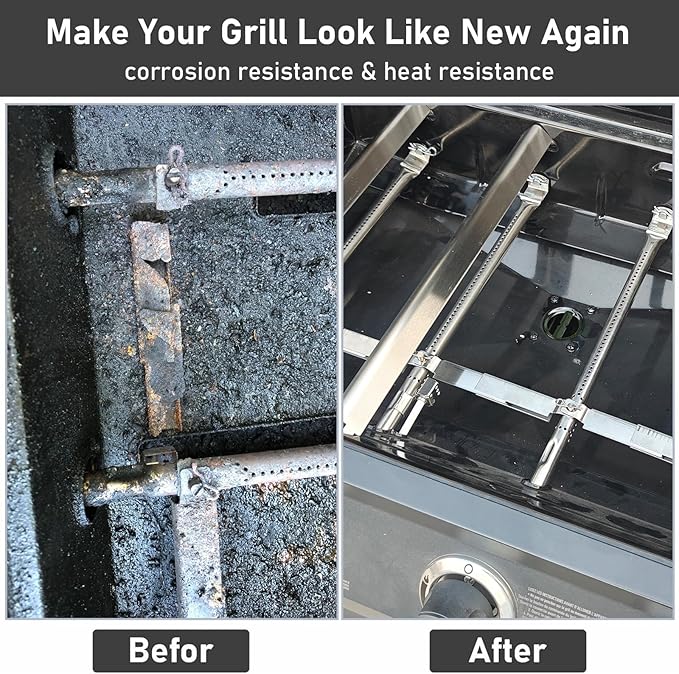 304 Stainless Steel Carryover Tubes 4 Pack for Charbroil Nexgrill Kenmore gas grills, Easy-Check Fit Accessory for Outdoor Cooking or Use