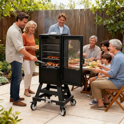 8.5 Inch Height All Steel Smoker Stand, 5 Inch Casters Wheels with 1280lbs Capacity, Universal Mobile Stand for Vertical&Digital Electric Smoker