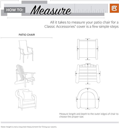 Classic Accessories Terrazzo Water-Resistant 26 Inch Stackable Patio Chair Cover, Outdoor Chair Covers
