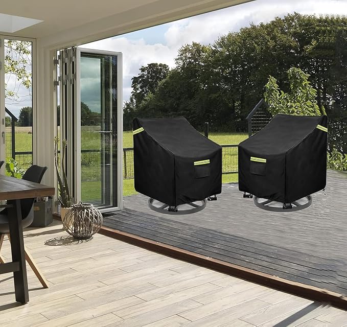 Outdoor Swivel Chair Cover 4 Pack,(29W x 31D x 38.5H inches )100% Waterproof Heavy Duty Outdoor Rocking Chair Covers， Patio Chair Covers Waterproof Patio Furniture Covers ( Black)