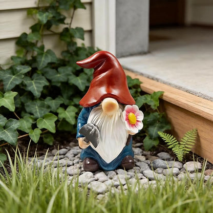 Hide a Key Outside Garden Gnomes Key Hider, 8 Inch Funny Dwarf Statue with Hidden Safe Secret Compartment, Waterproof Lock Box for Spare Keys, Outdoor Yard Patio Lawn Decor