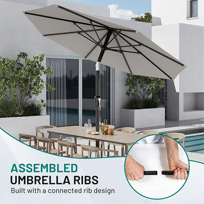 AreShark 10 FT Outdoor Patio Umbrella, Patio Table Umbrella with Push Button Tilt and Crank, Outdoor Patio Umbrellas with 8 Fiberglass Ribs, Patio Umbrellas for Market, Garden, Pool (Light Gray)
