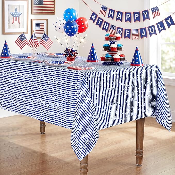 Independence Day Table Cloth 4th of July Decoration 58x120inch American Flag Blue White Striped Star Dresser Scarves Holiday Table Overlays Outdoor Party Celebration