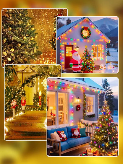 500 LED 165 FT Color Changing Christmas Lights with Remote Timer & 11 Modes | Warm White & Multicolor Fairy Xmas String Lights with Memory Function Waterproof for Tree Terrace Pillar Roof Birthday Decor