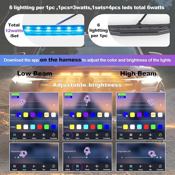 RGB Led Grills Light for 6th gen Toyota 4Runner Limited 2025 | 2027 2026 Grille Grill Lights Accessories