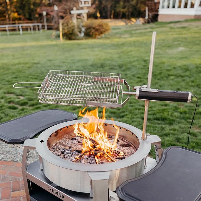 Breeo Rotisserie Flat Basket - Rotisserie Grill Accessory | For chicken, turkey, BBQ & kabobs, live fire cooking accessories