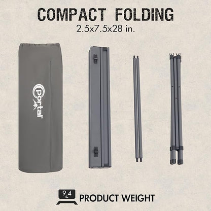 Portal Lightweight Aluminum Folding Square Table Roll Up Top 4 People Table | Portable Outdoor Design; Durable Construction; Easy Setup & Storage; Color: Gray