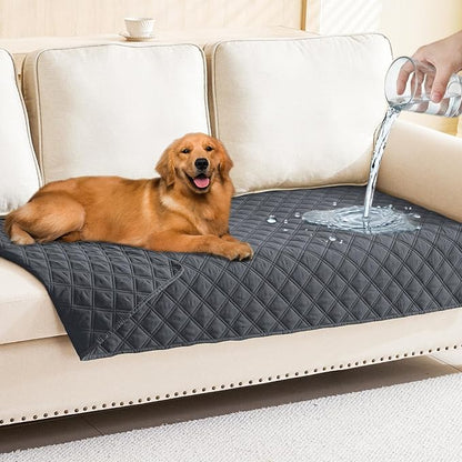 Smiry Waterproof Reversible Pet Couch Covers for Dogs | Pet Friendly, Soft Fabric, Washable Sofa Furniture Protector for Dogs Cat Kids, Checkered (30"x70", Dark Grey/Dark Grey)