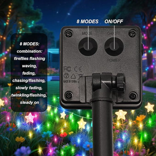 ANGMLN Solar Fairy String Lights Outside, 10 Strand 200 LEDs 8 Modes Watering Can Light for Outdoor（No Can）, Firefly Bunch Lights Waterproof Solar Powered Waterfall Lights for Garden Decor
