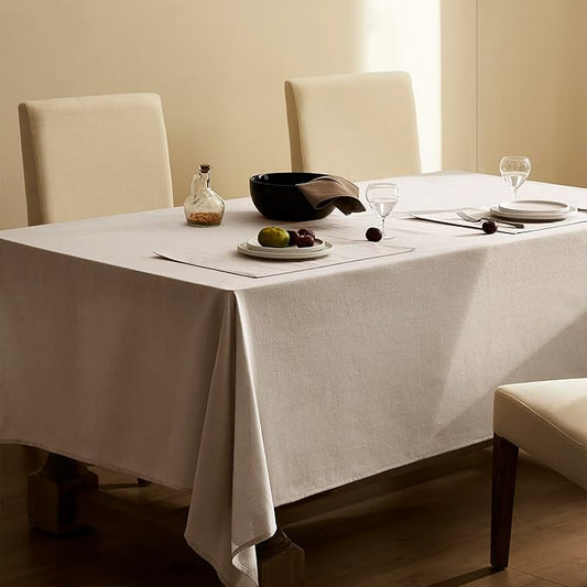 Khaki Textured Linen Rectangle Table Cloth Burlap Tan Light Brown Tablecloth Rectangular Dining Table Cover Kitchen Decorations Boho Farmhouse Linen Tablecloths for Rectangle Tables 60x84 Inch