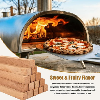 Pizza Oven Wood 19 Lbs Kiln-Dried Cherry Wood 8 Inch Mini Barkless Cooking Logs for Pizza Ovens, Grills & Smokers, Fits Ooni, Gozney, Solo Stove, for Camping, Fire Pits & Bonfires