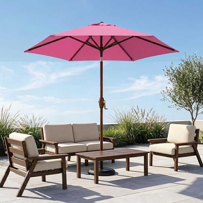 7.5ft Patio Umbrella, Outdoor Table Market Umbrella with Smooth Crank Lift, 6 Windproof Fiberglass Ribs, UPF50+ UV Protection for Deck, Pool, Garden and Backyard