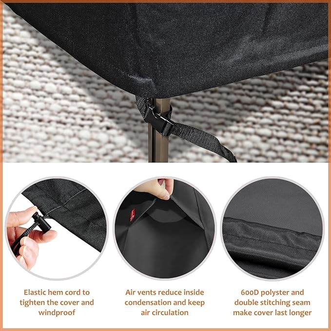 SheeChung Fire Pit Cover Square 48"L x 48"W x 29"H,Waterproof Heavy Duty 600D Tear Resistant Patio Cover,Outdoor Table Cover Square,Fits for 44-48 Inch Gas Firepit