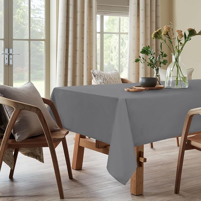 DWCN Rectangle Tablecloth - 60 x 84 Inch - Waterproof Stain and Wrinkle Resistant Washable Table Cloth, Decorative Fabric Table Cover for Kitchen Dining Room Party and Outdoor Use, Light Grey