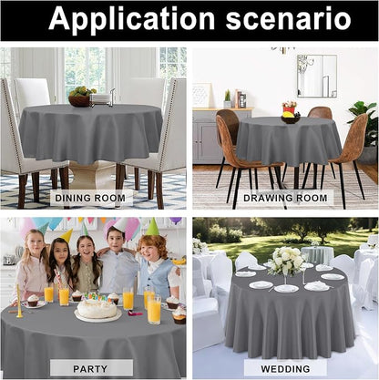 DWCN Round Tablecloth 120 Inch - Waterproof & Stain Resistant Spillproof Washable Polyester Fabric for Dining Room Kitchen, Dining, Party, Weddings and Restaurants, Light Grey