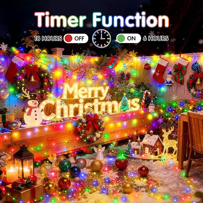 KNONEW 400FT Outdoor Christmas Fairy Lights Plug in,1200 LED String Lights Outdoor Waterproof 8 Modes Memory Times for Wedding Bedroom Walls Garden Trees Decoration