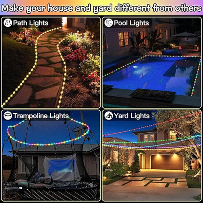 LitHome 50 FT Solar Rope Lights Outdoor Waterproof, 18 Colors Changing 150 LED Rope Lights for Outside with Remote, Solar Fairy String Tube Light for Pool Trampoline Tree Garden Yard Christmas Decor