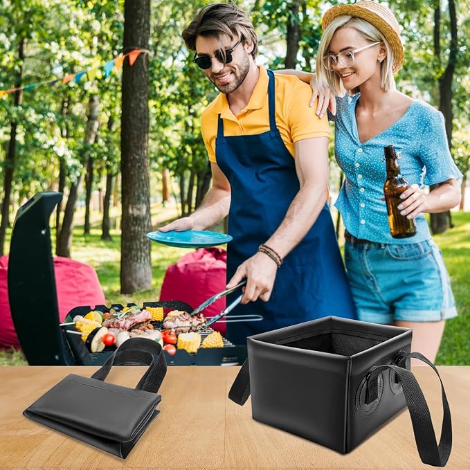 AHIER Collapsible Grill Brush Water Bucket & Dunk Tank for Stainless-Steel Grates, Steam Grill Brush