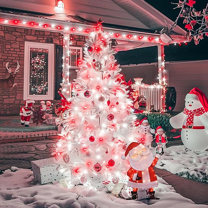 JMEXSUSS 200 LED Red and White String Lights Indoor Outdoor | 66ft Christmas Lights Indoor Clear Wire Plug in for Bedroom Tree Christmas Graduation Party Decorations