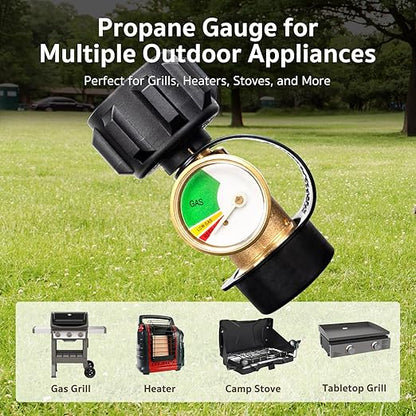 GASPRO Propane Tank Gauge Level Indicator, 3-Pack Brass Propane Gauges for 5-40 lb Tanks, QCC1/Type1 Compatible, Perfect for Gas Grill, Heater, Camping Stove