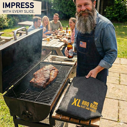 BBQ Blanket for Resting Meat, 21" x 15" x 8" Insulated Meat Resting Bag, 5-Layer Heat-Resistant Design, Easy to Clean, Heavy-Duty Wide Mouth for Briskets, Steaks