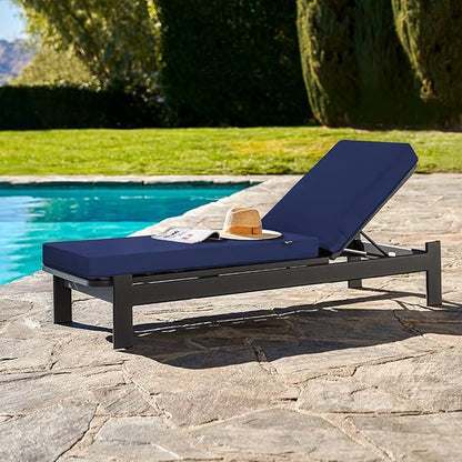 Favoyard Chaise Lounge Cushions Outdoor 72 x 21 x3 Inch Waterproof & 3-Year Fade Resistant Outdoor Lounge Chair Cushions with Removable Cover, Ties and Hidden Zipper for Patio Pool Lounge Chairs