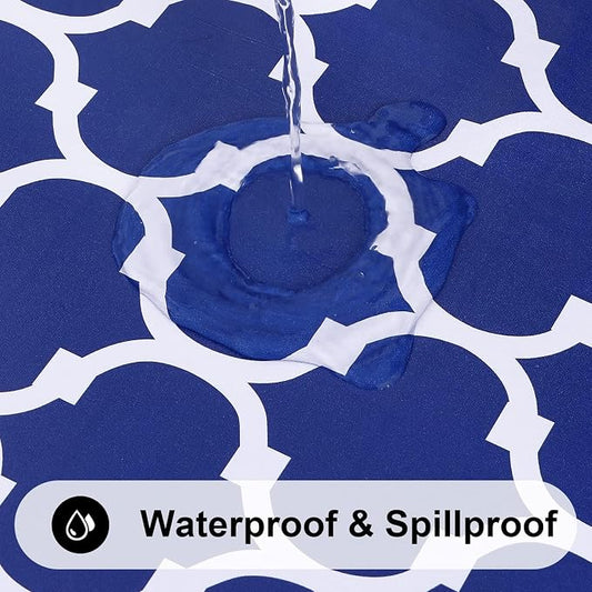 Smiry Oval Table Cloth, Waterproof Vinyl Tablecloths with Flannel Backing for Oval Tables, Wipeable Spillproof Plastic Tablecloth for Dining, Camping, Indoor and Outdoor (60"x84", Navy)
