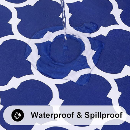 Smiry Rectangle Table Cloth, Wipeable Spillproof Plastic Tablecloths for Dining, Waterproof Vinyl Tablecloth with Flannel Backing for Rectangle Tables, Camping, Outdoor and Indoor (70"x90", Navy)