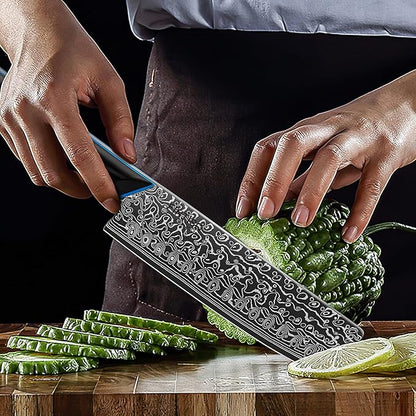 7 inch Nakiri Knife, Sharp Kitchen Knife Professional Asian Chef Knife in 67-Layer Japanese Damascus Steel, Multipurpose Meat Cleaver Vegetable Knife with G10 Handle
