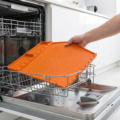 Silicone Grill Mat Compatible with Blackstone,Heat Resistant,16 x 11.5 Inches,Three-Zone Design with Storage Compartment, Dishwasher Safe (Orange)