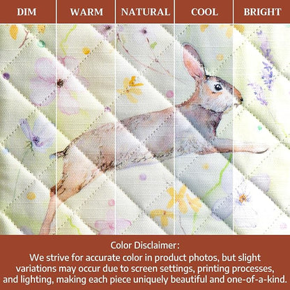 Maison d' Hermine 100% Cotton Oven Mitt & Pot Holder Set (7.5"x13" & 8"x8") | Heat Resistant BBQ Cooking Gloves with Loop Baking Grilling Kitchen Hotel Home Farmhouse Spring Summer - Easter Zest