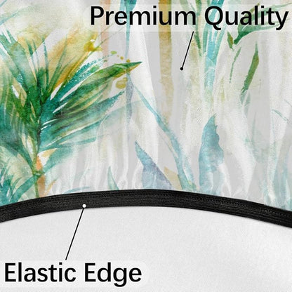 Fitted Round Tablecloth with Umbrella Hole and Zipper Tropical Trees Outdoor Elastic Table Cloth 45"-56" Oil-Proof Waterproof Abstract Tree Patio Table Cover for Picnic Party
