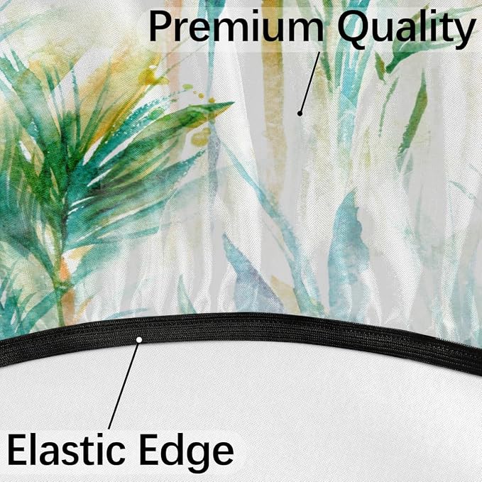 Fitted Round Tablecloth with Umbrella Hole and Zipper Tropical Trees Outdoor Elastic Table Cloth 36"-44" Oil-Proof Waterproof Abstract Tree Patio Table Cover for Picnic Party