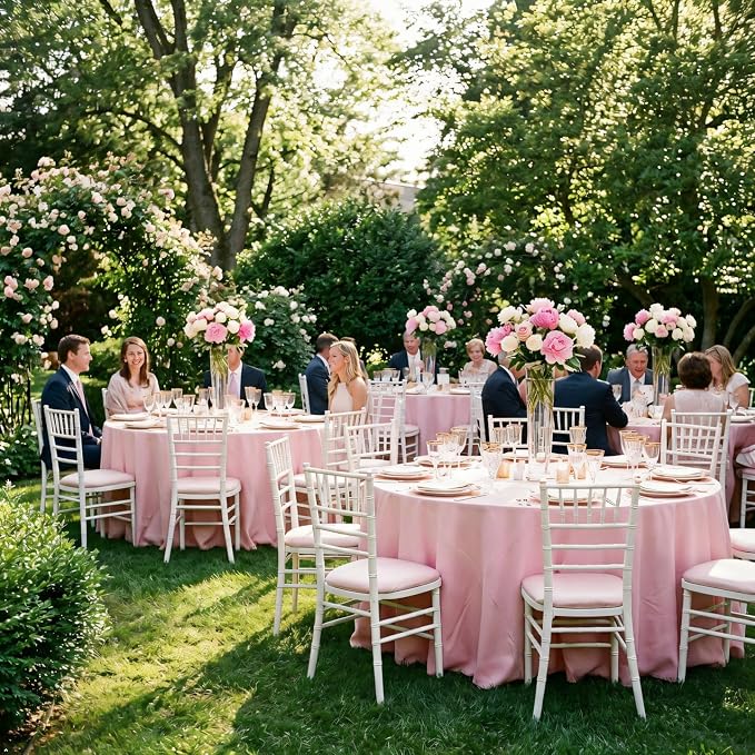 8 Pack Pink Round Tablecloth 120 Inch | For 4Ft-7Ft Round Table, Wrinkle Resistant Table Cloth, Washable Polyester Fabric, For Wedding Party Banquet Buffet Camping