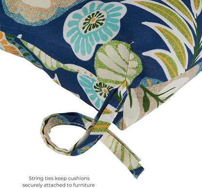 Modern Outdoor Chaise Lounge Cushion with Ties – Durable Polyester Fabric, Channel-Filled Polyfiber Insert, Removable Zippered Cover, Marlow Blue Floral