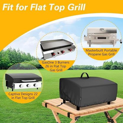 EVRBUL Portable Griddle Cover Fit for Blackstone 22 in and Pit Boss 2 Burner Tabletop Griddle, Tabletop Grill Cover Fit for Royal Gourmet and GasOne 3 Burners Flat Top Gas Grill, 27"L x 23"W x 12"H