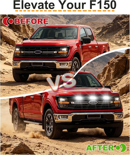 LED Grill Lights for Ford F150 2024-2026 Accessories XLT Only, White | Direct-Snap F150 Front Grille Marker Lights, OEM-Style Fit, IP68 Waterproof, Raptor-Style Front-End Upgrade, Off-Road Ready