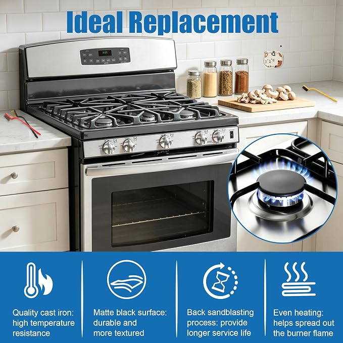 Upgraded 4Pcs Matte Surface Burner Caps Set Fits for GE&Hotpoint&Haier 30" Gas Range/Cooktop,WB29K10022-1 Small Cap WB29K10023-1 Medium Cap WB29K10024-1 Large Cap WB28K10222-1 X-Large Cap(Matte Black)