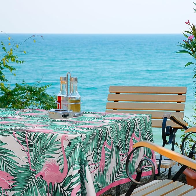 Outdoor Tablecloth with Umbrella Hole Umbrella Tablecloth Patio Tablecloths with Zipper for Courtyards, Terraces, and Beaches 60 x 102 in