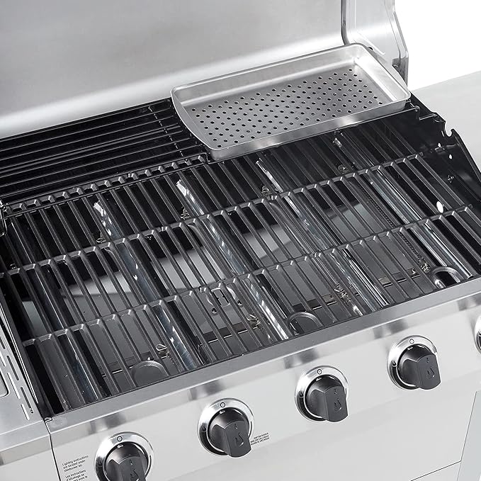 Grill Burner and Heat Plate for Charbroil Performance 5-Burner 463448021 | Grill Parts for Charbroil Grill Replacement Parts 463448021 463449021 463450022 463451022 463455021, Stainless Steel