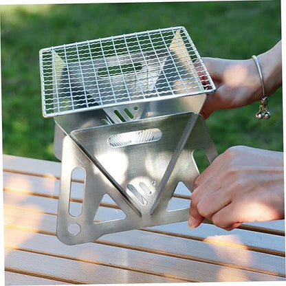 1PC Small Charcoal Grill, Outdoor Folding Mini Charcoal Grill, Portable Charcoal Grill, Stainless Steel Camping Grill for Outdoor, Cooking, Bonfire, Patio, Backyard.