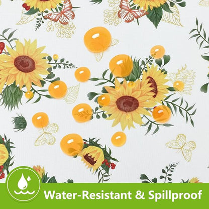 Smiry Spandex Fitted Tablecloth for 4 Foot Rectangle Tables, Washable Picnic Table Cover with Elastic, Stretch Reusable Table Cloth for Outdoor, Camping, Dining & Kitchen (Sunflower, 30"x48")
