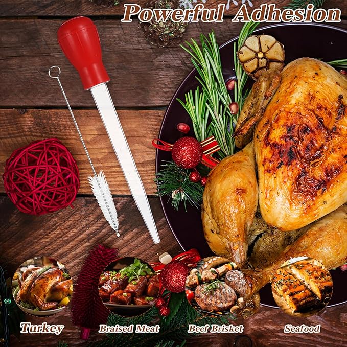 Baster for Cooking Turkey Baster Syringe with Cleaning Brush Baster for Cooking for Hot Liquids Meat and Food Injector Turkey Baster for Aquarium (Red)