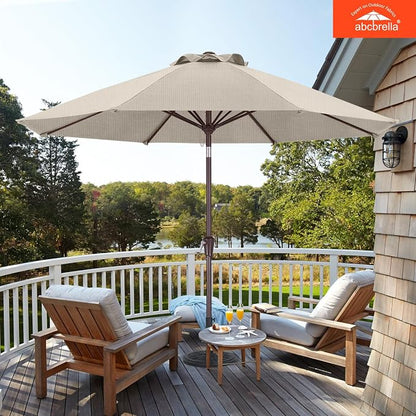 ABCCANOPY OLEFIN® 5-Year No Fading 9FT Outdoor Patio Umbrella(Beige) | Fade & UV Resistant Fabric,8 Fiberglass Ribs，Wind Vent，Crank Lift & Tilt,Outdoor Table Umbrella for Deck,Backyard,Yard