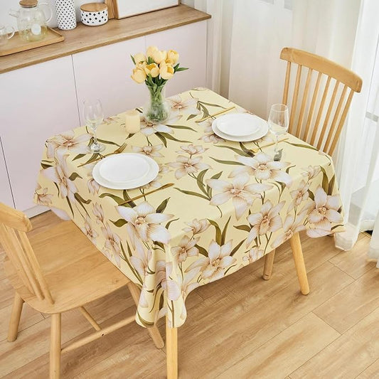 LIBERECOO Heavy Duty Vinyl Tablecloth with Flannel Backing Waterproof Oil-Proof Plastic Table Cloth Stain-Resistant Wipeable Rectangle or Square Table Cover for Indoor and Outdoor 54 x 54 Inch