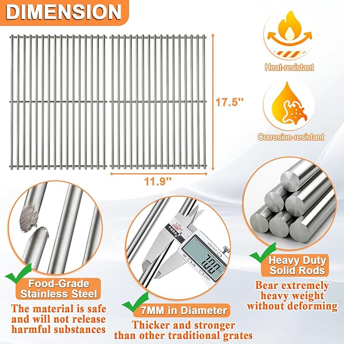 Spirit Grill Parts for Weber GS4 Spirit II/I 300 SER E310 S310 E320 S320 Accessories for Weber Spirit 2 Grill Parts Replacement for Weber Grates 7638 7856 7860,Flavorizer Bars 7636 67046 69797 3400302