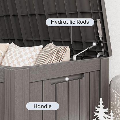 150 Gallon Outdoor Storage Box, Resin Deck Boxes Outdoor Waterproof For Patio Furniture, Garden Tools, Pool Supplies, Lockable And UV Resistant (Striped Gray)