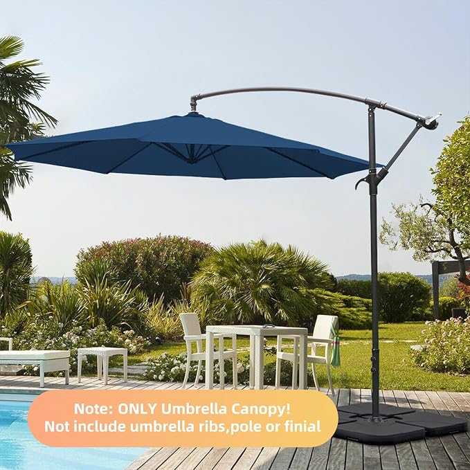 10ft Patio Umbrella Replacement Canopy for 8 ribs, Fits Hanging Offset Cantilever Market Outdoor Patio Shades，Canopy Only
