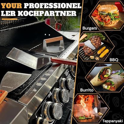 PURPLEBIRD Smash Burger Press Kit 3PCS Set, Stainless Griddle Spatulas Set | Professional Burger Smasher for Griddle, Heavy Duty Grill Press for Smash Burgers BBQ Grilling, Christmas Gifts for Men